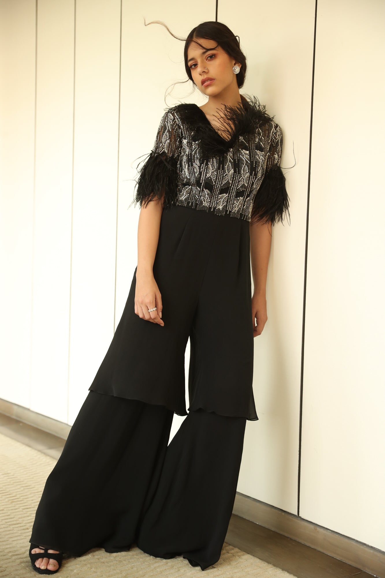 Tiered  feather Jumpsuit