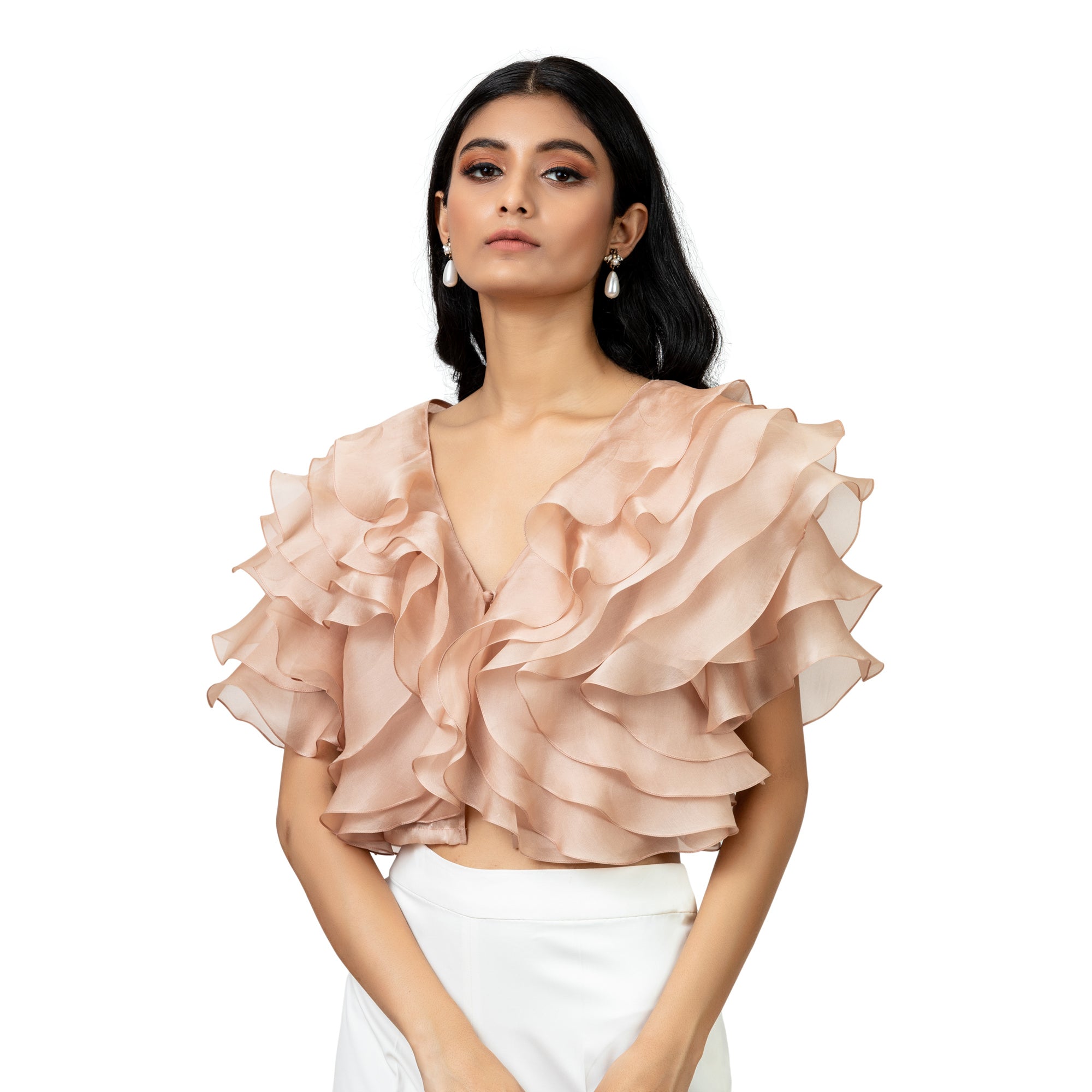 Organza store ruffle top