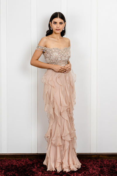 Offshoulder Ruffled Gown