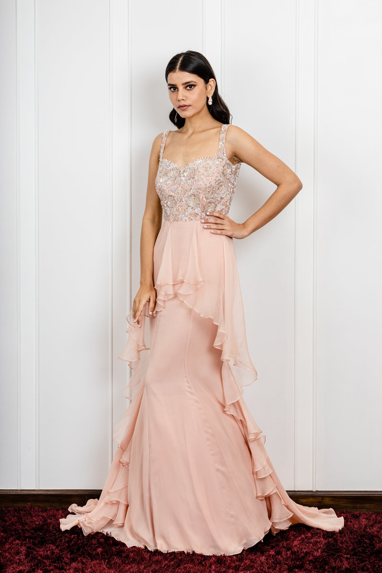 Crystal Ruffled Gown